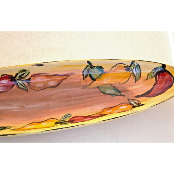 OLIVE/CONDIMENT/BREAD DISH-Tabletops Gallery-Long Narrow-Hand Painted/Crafted - Picture 8 of 11